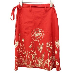 アンナモリナーリ ANNA MOLINARI ラップスカート ロングスカート 花柄 プリント 赤 レッド 40 約M 0131 IBO47 レディース
