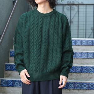 USA VINTAGE STRUCTURE CABLE DESIGN FISHERMAN KNITアメリカ古着ケーブルデザインフィッシャーマンニット(アランニット)