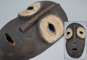 プリミティブアート 民族 マスク 33cm アフリカ民芸 アフリカンアート 民藝 仮面彫刻 木彫彫刻 美術 芸術 オブジェ RL-276M/000
