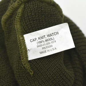 美品 00s USA製 米軍 US MILITARY CAP KNIT WATCH ウール ニット キャップ オリーブ