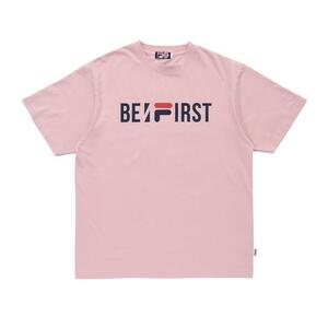 新品 FILA x BE:FIRST ロゴTEE L ピンク LOGO Tシャツ ATMOS取扱い カットソーU BE:FIRST COLLABO LOGO TEE