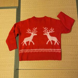 クリスマス　セーター　ゆったり　フリーサイズ　着丈63 身幅59 赤