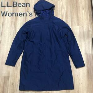 【送料無料】LL.Beanフーディージップアップコートジャケット　ネイビー　レディースLサイズ　エルエルビーン登山アウトドアアウター