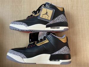 希少　Nike WMNS Air Jordan 3 Black/Goldナイキ ウィメンズ エアジョーダン3 ブラック/ゴールド USW12 29.0cm 新品未使用