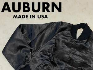 ☆送料無料☆ AUBURN SPORTSWEAR USA直輸入 古着 アメリカ製 スタジアムジャンパー スタジャン ナイロン ジャケット メンズ M ブラック