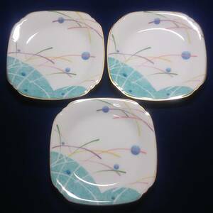 乃りたけ 華麗句 四角小皿 3枚 Noritake HANAREIKU