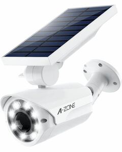 センサーライト 屋外 ソーラーライト A-ZONE 人感センサーライト 防犯カメラ型 配線・電源不要 人感検知 360°角度調節可能