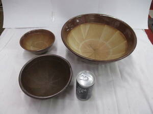 陶器　すり鉢　大中小3点　検　工芸品 陶芸 日本の陶磁 陶磁一般 調理器具
