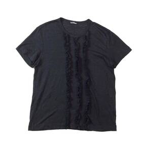 trico COMME des GARONS トリココムデギャルソン AD1997 麻 リネン フリル 半袖Tシャツ トップス カットソー ブラック 黒 送料250円