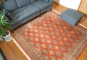 Sale　パキスタン 手織り絨毯 リビングラグ　サイズ：202cmx 178cm トライバルラグ
