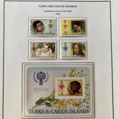 世界の絵画切手 タークスカイコス島 1979 国際児童年未使用4種＋小型シート