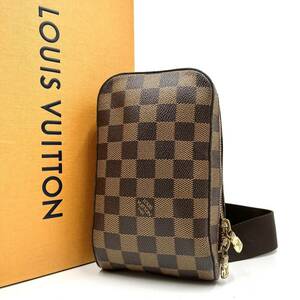 《 真贋済・美品 》LOUIS VUITTON ルイヴィトン ジェロニモス ダミエ エベヌ N51994 ボディバッグ クロスボディ メンズ 斜め掛け 茶