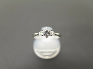 ★☆【プラチナ】Pt900 ダイヤモンド 0.304ct メレ 0.08ct 立爪 デザイン リング 指輪 #12 新品磨き済み ot☆★