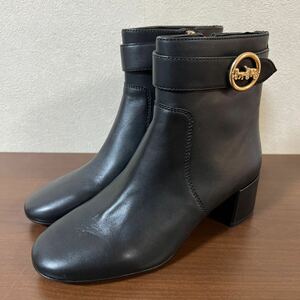 【未使用品】COACH コーチ レザー ショートブーツ size 6.5 23.5㎝ ブラック レディース