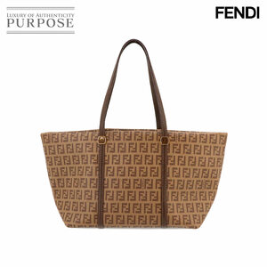 新品同様 フェンディ FENDI ズッキーノ トート バッグ PVC レザー ブラウン 8BH255 ゴールド 金具 Zucchino Tote Bag 90230548