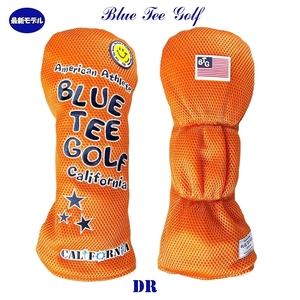 ■6送料無料オークション♪【DR:オレンジ】ブルーティーゴルフ【メッシュ スマイル】ドライバー用カバー BLUE TEE GOLF DHC-007