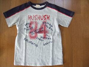 Hushush*ハッシュアッシュ*かっこいいロゴ入り*半袖カットソー*Tシャツ*速乾*130cm*美品*バックプリント*