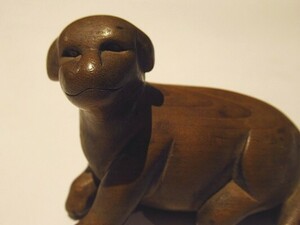 「木彫 犬 根付」1点｜アンティーク 古道具 提げ物 時代物 彫刻 骨董 和本 古典籍