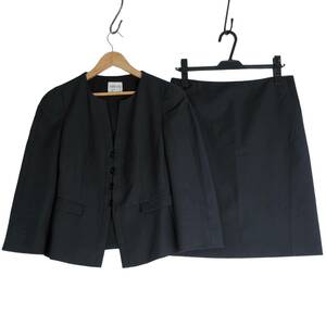 良品◆ ARMANI COLLEZIONI アルマーニ コレツォーニ ストレッチ セットアップ スカート スーツ 黒 レディース 40 ◆通勤 学校行事◆ 0964D0