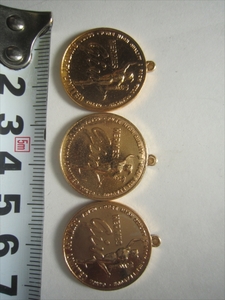  レア★昭和レトロ★サントリー ヘルメス HERMES　コイン3個　金色 ゴールド SUNTORY LIMITED　直径約2.5センチ　サントリリミテッド