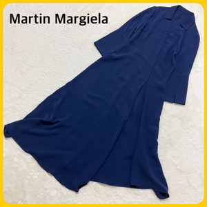 極美品 Martin Margiela シルク混 ロング シャツ ワンピース 紺