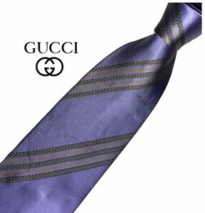 GUCCI ネクタイ ストライプ柄 クレスト紋章 USED レジメンタル グッチ 中古 t144