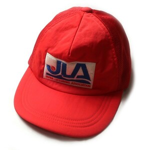 希少! 80s 90s HELLY HANSEN ヘリーハンセン JAPAN LIFESAVING ASSOCIATION JLA ロゴ メッシュキャップ 帽子 レッド 赤 メンズ 古着