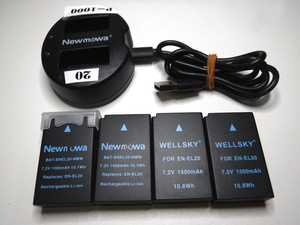 中古 ニコン対応 EN-EL20/BAT-EN-EL20-NMW/充電器 CHG-USB-DUAL/Nikon 互換バッテリー 充電器 通電確認済み 送料全国一律385円