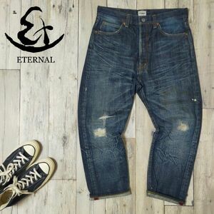 ☆備中倉敷工房 ETERNAL エターナル☆No53470 クラッシュ リペア加工 クロップド デニム W32 S1052