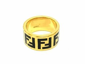 1円 ■美品■ FENDI フェンディ リング 指輪 アクセサリー 表記サイズ S (約11号) レディース メンズ ゴールド系×ブラック系 AW9010