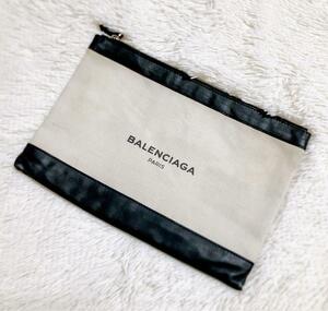 綺麗BALENCIAGA バレンシアガ キャンバス クラッチバッグ ブラック