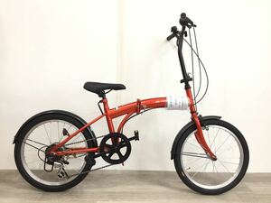 20インチ 6段ギア 折り畳み 自転車 (1382) レッド 赤 S1WC10939 未使用品■
