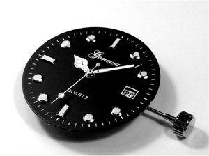 動作確認済み 未使用 腕時計 パーツ 部品 ブラック 文字盤 クオーツ 針 竜頭 付き ジャンク修理等に最適