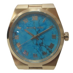 マイケルコース MICHAEL KORS 腕時計 ウォッチ クオーツ ターコイズブルー文字盤 3針 MK-5894 ジャンク品 金色 ゴールド色 1225