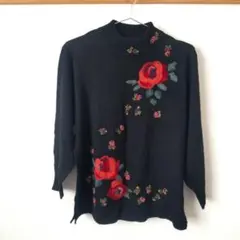 【REMOVE】ニット セーター 花刺繍 バラ オーバーサイズ ゆったり 3L