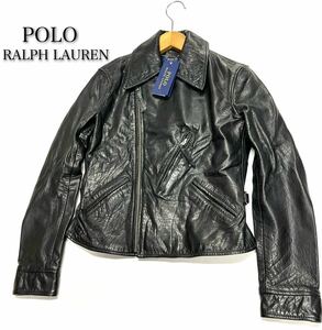 POLO RALPH LAUREN★ラルフローレン★（4）国内正規品 牛革 ヴィンテージレザー ライダースジャケット/黒 未使用