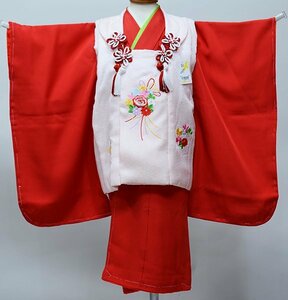 七五三 三歳 女児 被布着物セット 正絹 日本製 被布に刺繍入り 3歳 3才 三才 女の子 祝着 新品（株）安田屋 NO40615