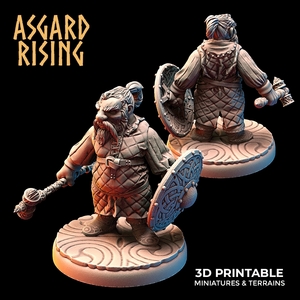 Asgard Rising Dwarf Warrior Gambeson1(プレーンベース）ドワーフ 3Dプリント ミニチュア D＆D TRPG