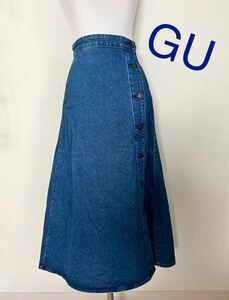 GU デニムスカート　ロングスカート ネイビーS