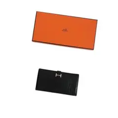 美品 HERMES エルメス ベアン アリゲーター クロコ 長財布 ブラック 黒