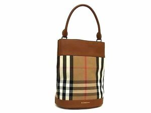 1円■美品■ BURBERRY バーバリー ノバチェック キャンバス×レザー ワンハンドル ハンドバッグ ショルダー レディース ブラウン系 AW5222