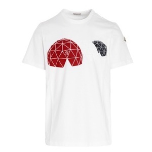 新品 サイズM MONCLER ロゴ パッチ イグルー モチーフ コットン Tシャツ カットソー クルーネック モンクレール ホワイト