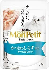 モンプチ プチリュクス パウチ 成猫用 かつおのしらす添え 35g×12袋入り (まとめ買い) [キャットフード