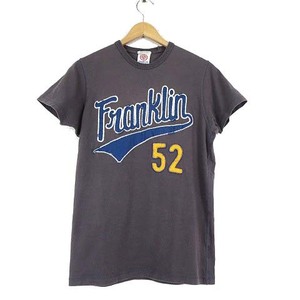 フランクリン&マーシャル FRANKLIN&MARSHALL Tシャツ カットソー 半袖 ロゴ ヴィンテージ 刺繍 S ダークグレー 紺 国内正規品