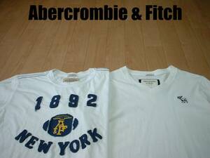 即戦力2着セット高級Abercrombie & Fitch大人気ビンテージワッペン&ワンポイント刺繍TシャツXL-XXL白ホワイト正規アバクロンビー&フィッチ