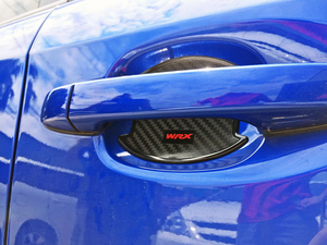 スバル WRX STI カーボン調 ドアノブガード シール ステッカー赤WRX文字仕様 4pcs 2015-2018 