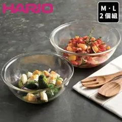 『ハリオ 耐熱ガラス製浅型ボウル2個セット』電子レンジ・オーブン・食洗機対応