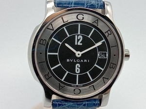 BVLGARI ソロテンポ 腕時計 ST35S M58011 黒文字盤 青ベルト ブルガリ 保存箱付 ブルガリ