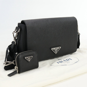 中古良品プラダPRADA サフィアノレザー ショルダー 2VD059 9Z2 F0002 ブラック系　 ランク：A us-2