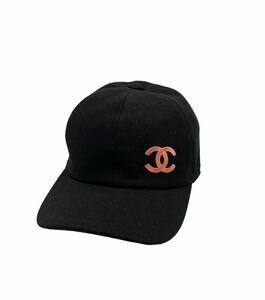 【未使用】CHANEL シャネル キャップ 帽子 21年 ココマーク コットン ブラック カモフラ サーモンピンク